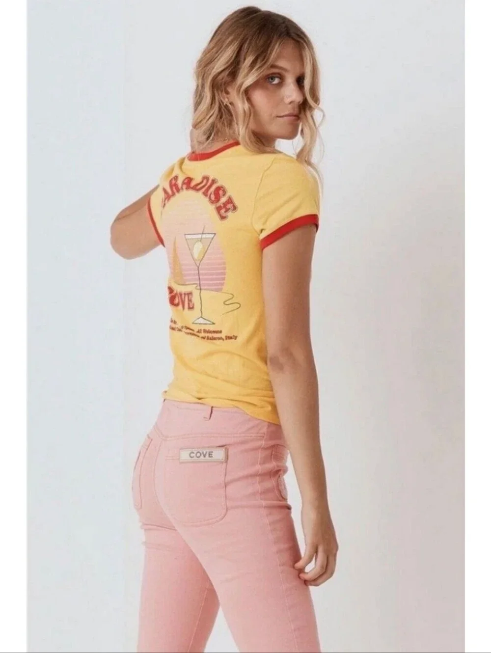 Spell & The Gypsy Paradise Cove Organic Shrunken Tee Mustard • MEDIUM • EUC - Picture 3 of 9